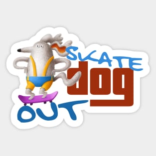 Skate Dog Out Pink Skateboard Sticker